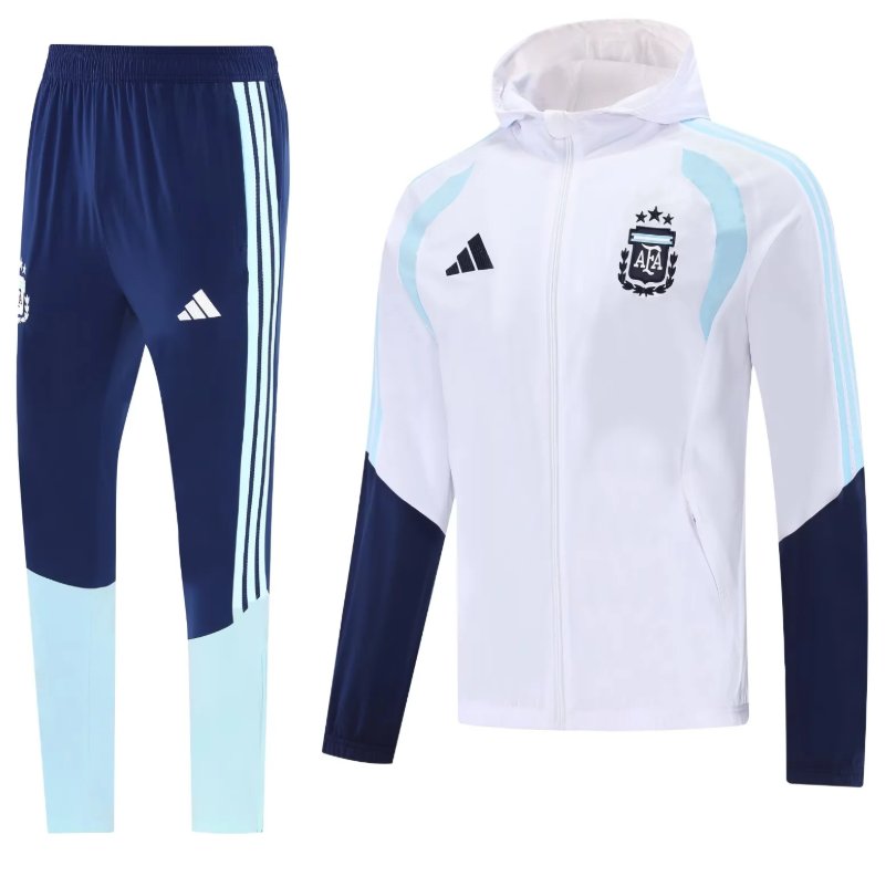 AAA Quality Argentina 25/26 Windcoat Hoodie Tracksuit - White